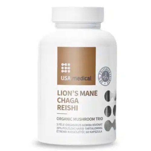 USA medical Gomba-trió kapszula – Reishi, Chaga és Lion’s Mane 60 db