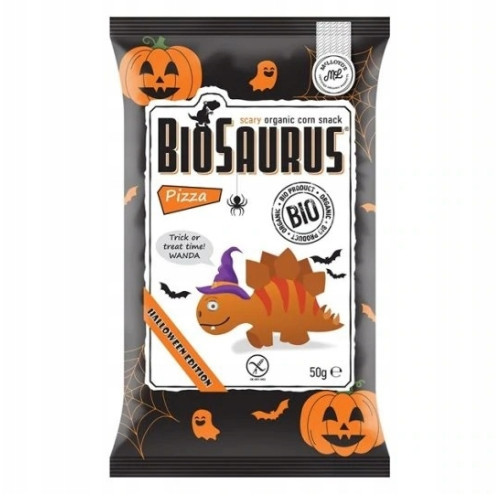 BIOSAURUS HALLOWEEN dinoszaurusz kukorica chips pizza ízű BIO 50 g