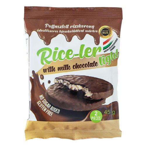Rice-ler puffasztott rizskorong édesítőszeres tejcsokoládéval mártva 45 g