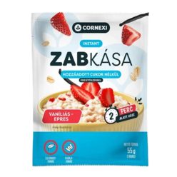   Cornexi zabkása vanília ízű, eper darabokkal, hozzáadott cukor nélkül édesítőszerekkel 55 g