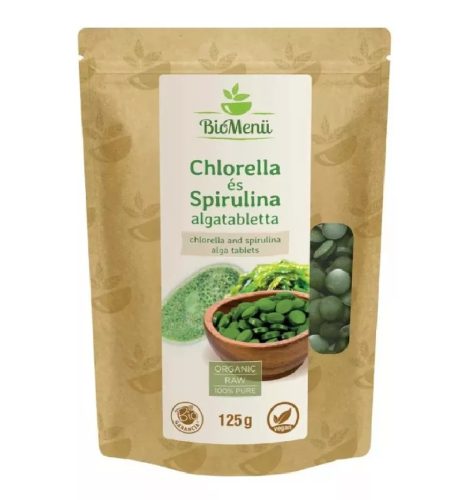 BIO Chlorella és spirulina alga tabletta 125g BioMenü