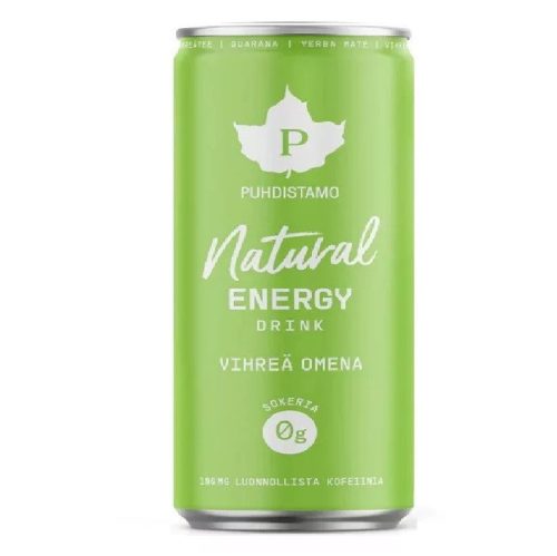 Puhdistamo Natural energy 330ml zöld alma ízű természetes energiaital DRS
