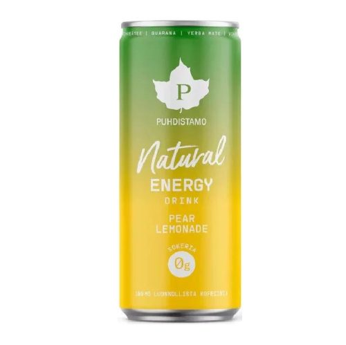 Puhdistamo Natural energy 330ml körte- limonádé ízű természetes energiaital DRS